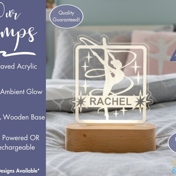 Personalized Gymnastics Night Light – Custom LED Lamp for Gymnasts - Picture 3 of 8